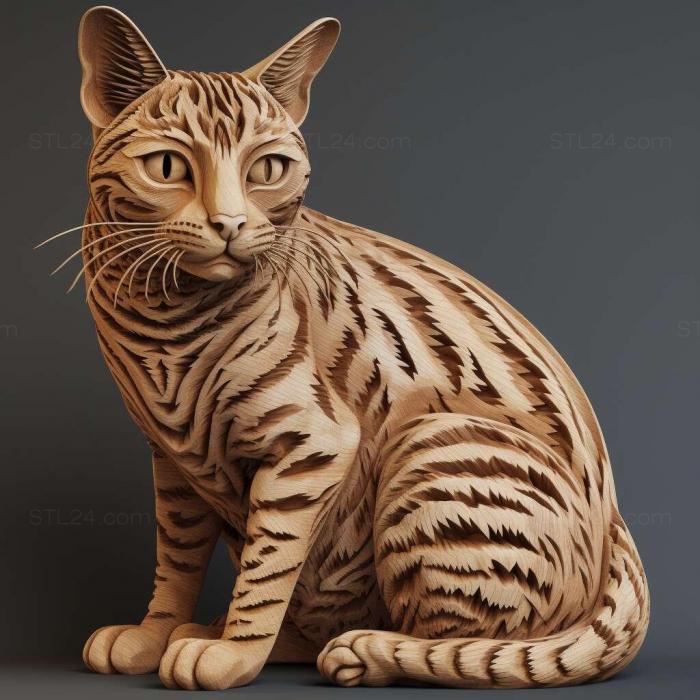 Природа и животные (Бенгальская кошка 4, NATURE_5384) 3D модель для ЧПУ станка